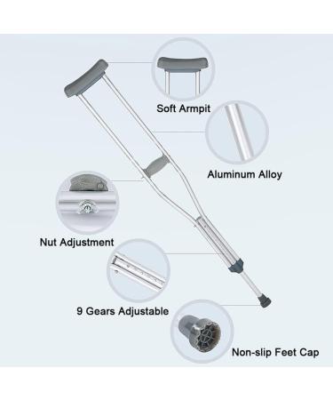 Adjustable Underarm Crutches Aluminum Walking Cane for Adults Ergonomic Heavy Duty Crutches Suitable for Height 150-175cm/4' 9''-5' 7'' (Color : Silver Size : 1 Pair) Double The Comfort Innovate - Buy Online on GoSupps.com