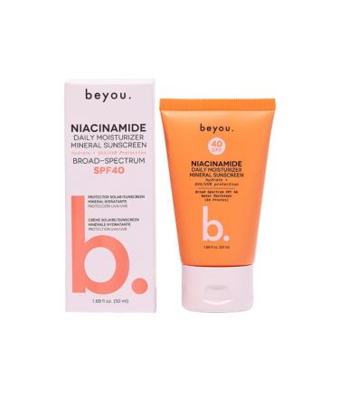 Beyou. Niacinamide Daily Moisturizer Mineral Face Sunscreen + SPF 40 1.69 fl oz Tinted Plant-Based Cruelty-Free All Skin Types