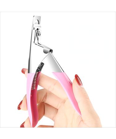 False Nail Tip Clipper Cutter Trimmer Manicure Pedicure Nail Art Tool/Acrylic Nail Tips Edge Cutter (Pink)