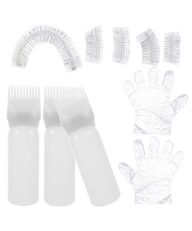 FOMIYES 1 Set Hair Dye Kit Hair Bleach Kit Hair Bleaching Kit Hair Coloring Kit Hair Oil Bottle Hair Oil Applicator Hair Dye Gloves Hair Salon Supplies Portable Shower Cap White Plastic 6.9x4.8cm White