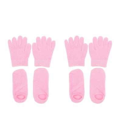 minkissy 4 Pairs Gel Care Kit Yarn Hand Spa Gloves Cracked Hands Moisture Gloves Moisturizing Gloves and Socks Grooming Gloves Moisturizing Spa Socks Foot Socks Miss Yarn