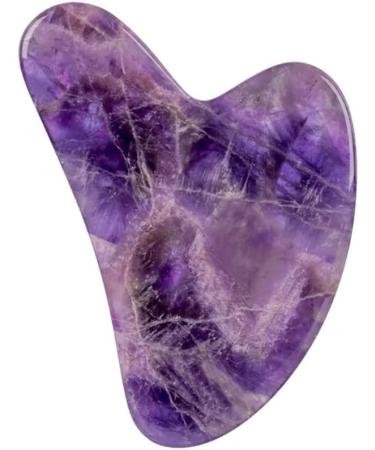 BEEAR Jade Gua Sha Facial Tool - Natural Amethyst Guasha Stone Facial Tool with Gift Box for Face Massager Skin Tightening and Muscles Relaxing 100% Authentic (Purple)