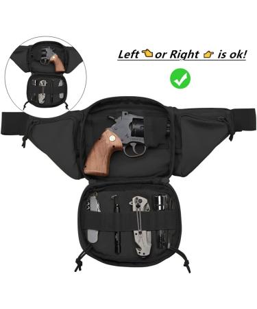 Tactical Fanny Pack Gun Holster | Concealed Carry Waist Bag with USA Flag Patch - Black - Buy Online on GoSupps.com