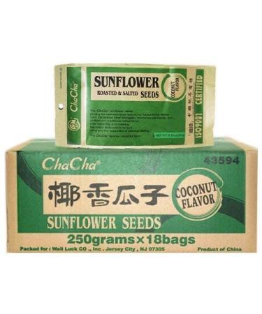 Chacha Sunflower Roasted and Salted Seeds (Coconut Flavor) 250g X 18 Bags 8.81 Ounce (Pack of 18)