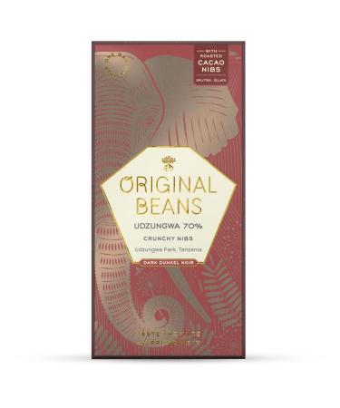 Original Beans Bio Original Beans Cru Udzungwa 70 % avec tablettes de chocolat fonc bio Nibs (6 x 70 g) Chocolat noir 6 x 70 gr