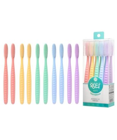 Wangta Soft Toothbrush 10 Pack (Pastel White) Best Manual Toothbrush for Maximum Efficient Cleaning and Sensitive Gums and Teeth