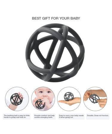 Baby Grasping Toy & Teething Ring - Dark Grey BPA-Free Food-Grade Silicone | Safe Baby Toys for International Shipping - Buy Online on GoSupps.com