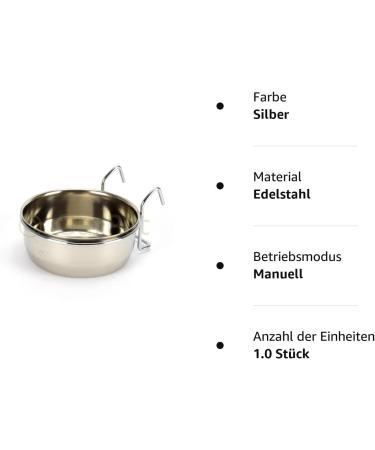 Stainless Steel Hanging Bowl for Birds & Pets | 0.60L Screw & Hook Fastening - Buy Online on GoSupps.com