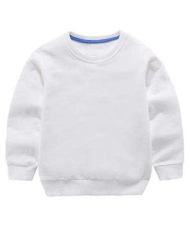 Taigood Kids Jumper for Boys Cotton Sweatshirt Long Sleeve T Shirts Pullover Autumn Winter Age 1-7 Years 2-3 Years White