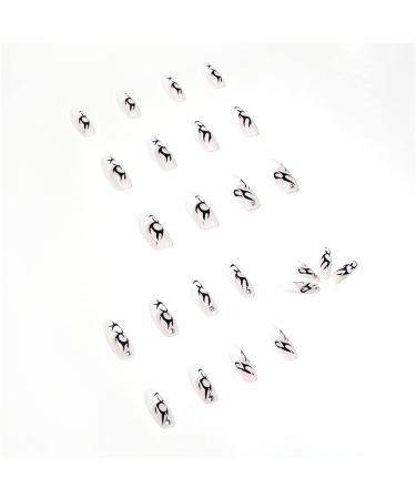 False Nails Long Ballet Full Cover Glue Included Press on Nails 24 Pieces Black Geometric Nail Art Tip with Box for Nail Salons and Women DIY Nail Art - Buy Online on GoSupps.com
