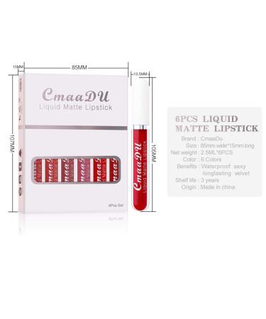 6Pcs Matte Liquid Lipstick Set for Women | Long Lasting Waterproof 24 Hour Matte Lipstick | Deep Red Lip Stain | Pack of 6 - Buy Online on GoSupps.com