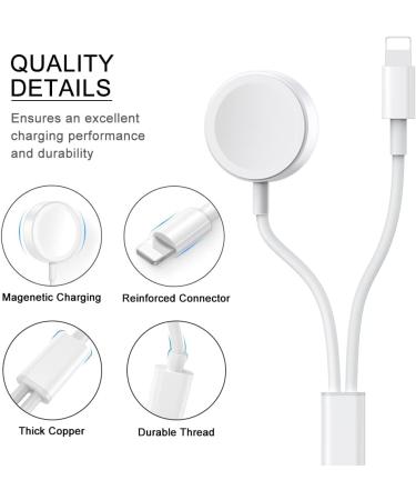 Apple MFi Certified Magnetic Charger Cable for Apple Watch and iPhone - 4.9 ft/1.5m - Compatible with Apple Watch Series and iPhone Models - USB Charging - Buy Online on GoSupps.com