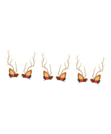 ABOOFAN 3 Pairs Christmas Glow Barrette Xmas Hair Clips Antlers Tree Branches Antlers Hair Clips Winter Hair Barrettes Mushroom Costume Reindeer Horn Hair Grip Mosaic Resin Miss