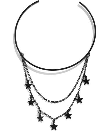 Stars Pendant Layered Tassels Armlet - Stylish Open Cuff Upper Arm Jewelry for Women | Black Stars Party Accessory - Buy Online on GoSupps.com