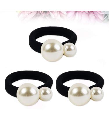 Lurrose 3pcs Pearl Hair Ties - Cotton Stretch Hair Bands for Women & Girls - Stylish Beaded Hair Ropes - Perfect for All Hair Types - Buy Online on GoSupps.com