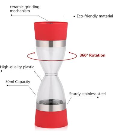 Salt and Pepper Grinder 2 in 1 Manual Salt Pepper Mill Dual Combo Mill Grinder Kitchen Tools for Peppercorns Sea Salt Himalayan Salt Spices(Red) - Buy Online on GoSupps.com