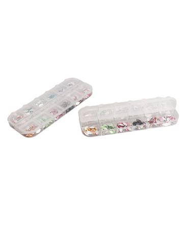 Nail Rhinestones 2 Boxes Widely Used Sparkling 12 Compartments Assorted Colors Nail Stones for Makeup