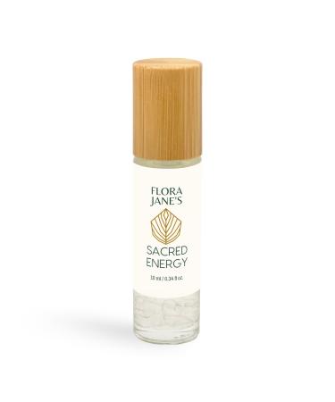 Essential Oil Roll On with Palo Santo and White Sage - Flora Jane's Sacred Energy with Crystals for Energy Clearing - Organic Coconut Oil - 10ml Rollerball