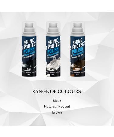 Shine & Protect Shoe Polish - 75ml Liquid Shoe Polish - Colour Restorer For All Leather Shoes - Black Shoe Polish Brown Shoe Polish & Neutral Shoe Polish - Easy To Use Boot Polish Sponge Applicator Pack of 1 Black - Buy Online on GoSupps.com