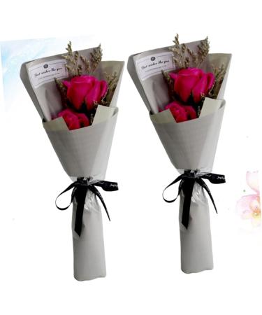 HOMSFOU 2pcs Rose Flower Soap Artificial Rose Flower The Gift Flower Soap Bouquet Flower Bouquets Artificial Flowers Bouquet Delicate Soap Flowers for Festival Decorate Fragrance Rosy 34x12x6cm - Buy Online on GoSupps.com