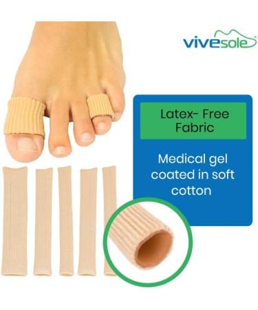 ViveSole Toe Sleeve Protector Tubes - Gel Lined Cushion Fabric (6 Pack) | Bunion Hammer Toe Separator Tubing for Corns and Calluses - Buy Online on GoSupps.com