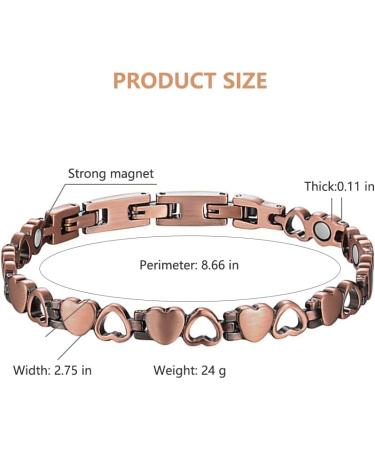 HyyMe Magnetic Bracelet for Women Copper Magnetic Bracelet for Lymphatic Drainage Heart Shape Design Adjustable Jewelry Gifts for Women. (Copper1) - Buy Online on GoSupps.com