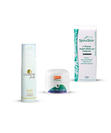 “Revital Eyes Essentials”: ??Eye Serum by 4 Elements for Life, 2-Phase Eye Makeup Remover by SpiruSkin, Eye Cream by Martina Gebhardt