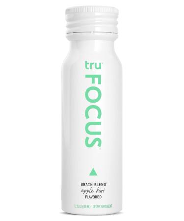 Tru Focus Wellness Shots (24-Pack) Energy Drink Focus Supplement with Yerba Mate, Nootropics, Adaptogens, CoQ10 - Apple Kiwi Flavored Shots for Brain Fog - 2 oz each