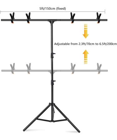 Mountdog T-Shape Backdrop Stand Kit 6.5x5ft with 4 Clamps - Photography Video Studio Support System - Buy Online on GoSupps.com
