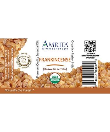 Amrita Aromatherapy Organic Frankincense Essential Oil 100% Pure Undiluted Boswellia serrata Therapeutic Grade Premium Quality Aromatherapy oil Tested & Verified 60ML - Buy Online on GoSupps.com