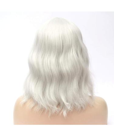 ATAYOU Ladies Short Wavy Silver Grey Wig - Full Bangs Soft Bob Style | Premium Quality Hairpiece - Buy Online on GoSupps.com