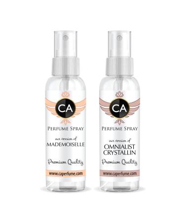 CA Perfume Impression of (Mademoiselle + Omnialist Crystalline) Travel Size Sample Fragrance Refillable Atomizer Long Lasting Eau de Parfum (Cologne) Sprayer / 2 Fl Oz/ 60 ml Coco Mademoiselle + Omnia Crystalline Impression