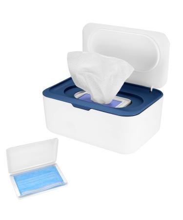 Wet Wipes Box Moist Toilet Paper Box Dispenser Box for Wet Wipes Tissue Box Napkin Box with Storage Box for Face Covers (Blue) Blue-de