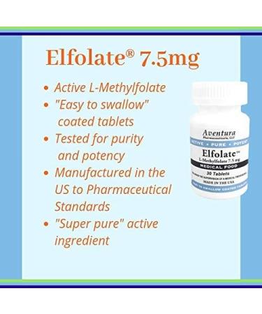 ELFOLATE 7.5mg L-Methylfolate Supplement Doctor Recommended Professional Strength - 30 Tablets - Buy Online on GoSupps.com