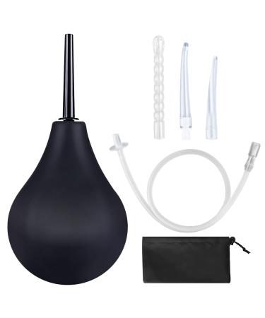 Enema Bulb Douche Enema Kit (4 Nozzles) for Men & Women with Black Storage Bag