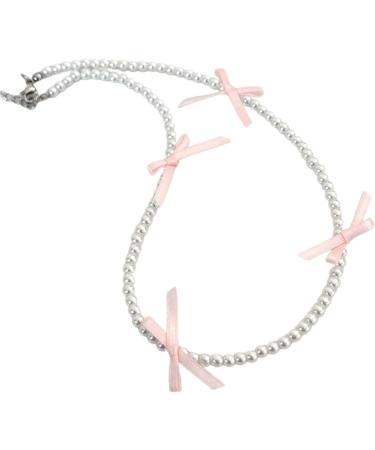 OralGos Elegant Bowknot Pearl Choker Necklace - Fashion Clavicle Chain Jewelry in Rose - International Shipping Available - Buy Online on GoSupps.com