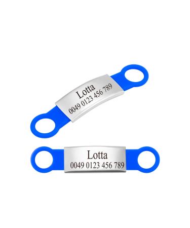 2 pieces of silicone dog brand with engraving pet ID brand to postpone personalized animal brands for dogs and cats blue s (2 Pack)