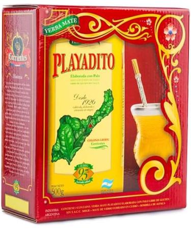 Ensemble de d marrage Yerba Mate Playadito avec Yerba une tasse de cuir et une paille d'alpaga bombilla - Buy Online on GoSupps.com