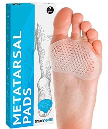Breathable Forefoot Pads - Metatarsal Ball of Foot Cushions - Soft Gel Cushioning Sleeves for Callus Bunion Chafing Feet Pain Relief Women Men - 2 Pairs (Clear) Clear 4 - 8 m, 5 - 9.5 w