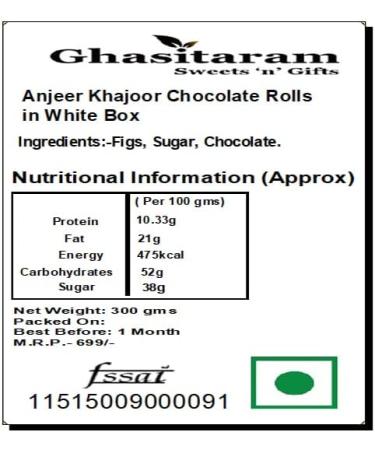 Ghasitaram Gifts Rakhi Gifts for Brothers Rakhi Sweets - Anjeer Khajoor Chocolate Rolls in White Box with Beads Rakhi Anjeer Khajoor ChocolateRolls in White Box & Rakhi - Buy Online on GoSupps.com