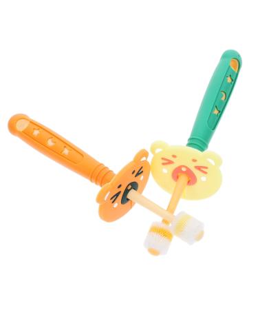 Hoement 2 pieces 360 Baby toothbrush mouth cleaner children's toothbrush oral care tools silicone bristles toothbrush mouth cleaning toothbrush for silicone toothbrushes