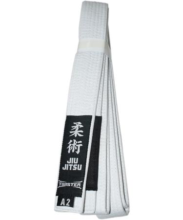 Premium Quality Twister Jiu Jitsu / BJJ Belt - White A2, 1.5 Wide with Woven Patch and 9 Stitching - Professional Grade - Buy Online on GoSupps.com