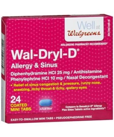 Walgreens Wal-Dryl-D Allergy & Sinus Relief Mini Tabs 24 ea