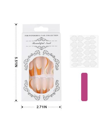 Buy Vatocu Long French Ballerina Coffin False Nails - Orange Acrylic Press-On Nails for Women (24 Pieces) - International Shipping Available - Buy Online on GoSupps.com