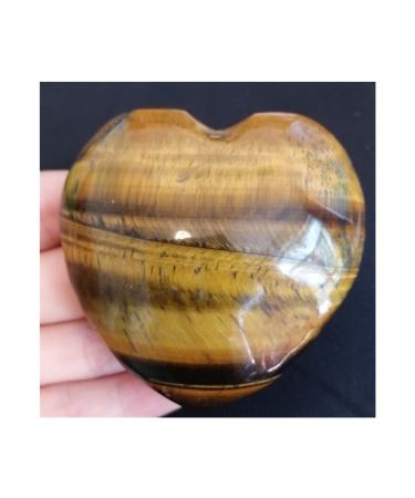Crystal 1 Piece of 57-60 mm Natural Gemstone Quartz Crystal Heart Stone and Tiger Eye Specimen Carved Heart Suitable for Home Office Decoration ERTEYIN