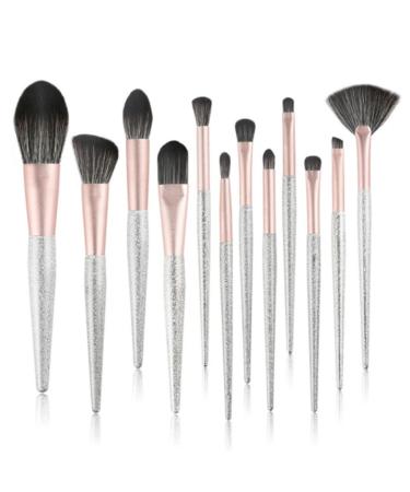 12-Piece Silver Frosted Makeup Brush Set | Blush & Highlight Beauty Tools for Flawless Application - Buy Online on GoSupps.com