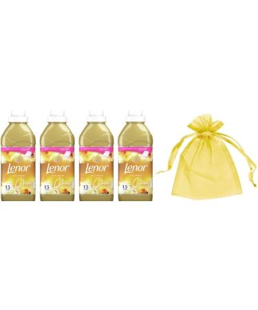 Lenor Fabric Conditioner Pack of Four 4 x 15 Washes 4 x 540ml Gold Orchid Scent + Our Gift for You - Organza Bag Size 9 x 7 x 0.1 cm (package may vary)