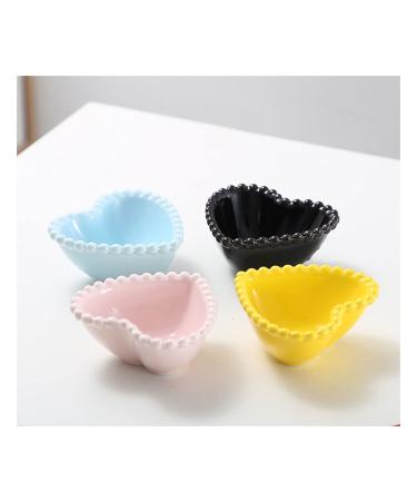 Classic Dip Bowls Ceramic Snack Dish Heart-Shaped Dipping Bowl Salad Tomato Sauce Dish Suitable for Family Restaurant Kitchen 4 Pieces Snack Dish Tray