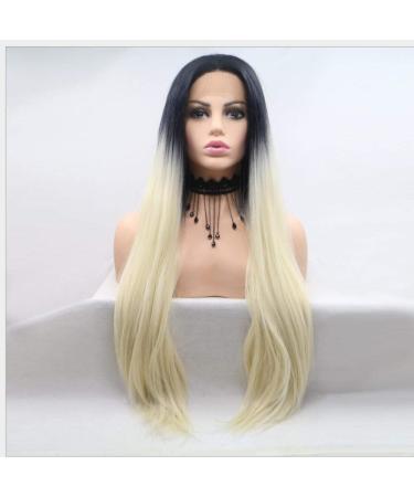 BGHJUE WIG Accessories Long Natural Wigs for Women Side Parting Highlight Synthetic Wig High Temperature Fiber BreataBle Wig Cap Gradient Yellow Long Straight