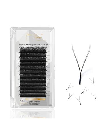 Costory yy eyelash extension double tips webkunst y-form easy fans 4D volume soft light natural accessories for hand-woven blooming artificial eyelashes (thick 0.07 mm d curl 13mm) 0.07mm-d 13mm